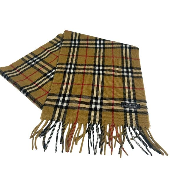 Burberry Unisex Classic Yellow Multicolor Lambswool Check w Fringe Scarf - Picture 1 of 5